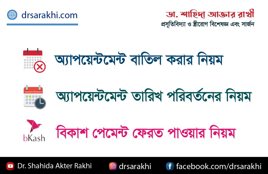 অ্যাপয়েন্টমেন্ট বাতিল, তারিখ পরিবর্তন ও পেমেন্ট ফেরত পাওয়ার নিয়ম